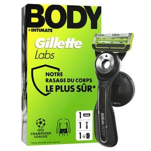 Gillette Labs Body + Intimate Razor for Men with Magnetic Shower Hanger