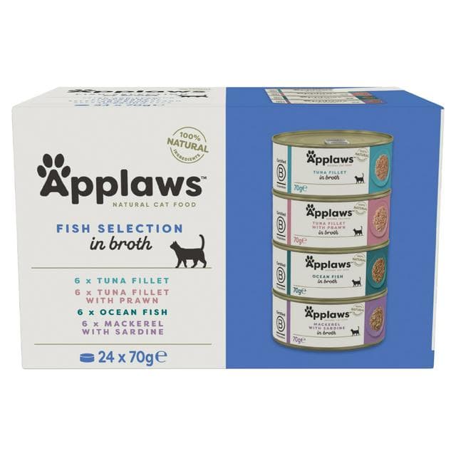 Applaws 24 x 70g Fish Selection in Broth Tins Natural Wet Cat Food - gallery image 1