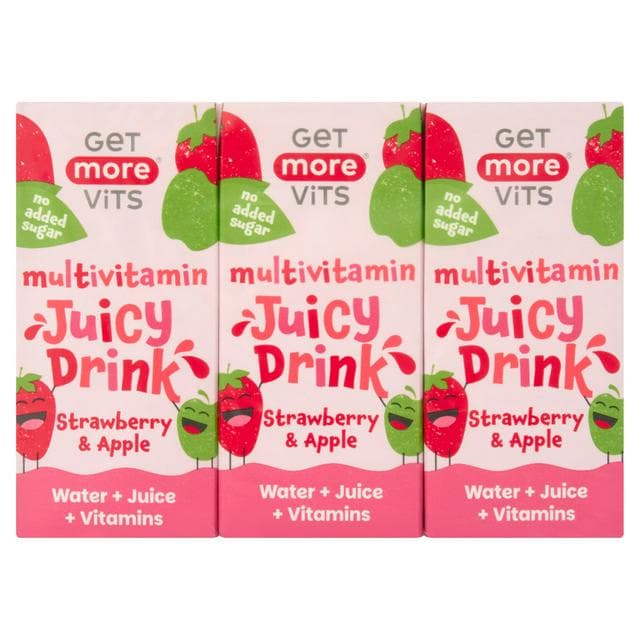 Get More Vits 3 x 200ml Strawberry & Apple Multivitamin Juicy Drink - gallery image 1