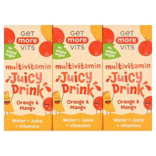 Get More Vits 3 x 200ml Orange & Mango Multivitamin Juicy Drink - gallery image 1