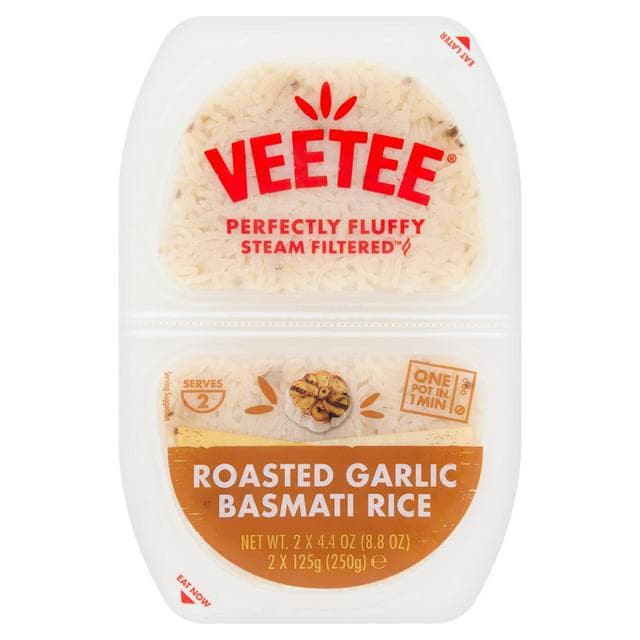 Veetee Perfectly Steam Filtered 2 x 125g Roasted Garlic Basmati Rice - gallery image 1