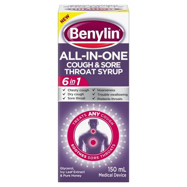 Benylin 150ml All in One Cough & Sore Throat Syrup - gallery image 1