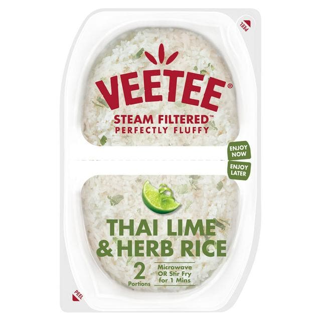 Veetee Perfectly Steam Filtered 2 x 125g Thai Lime & Herb Rice - gallery image 1