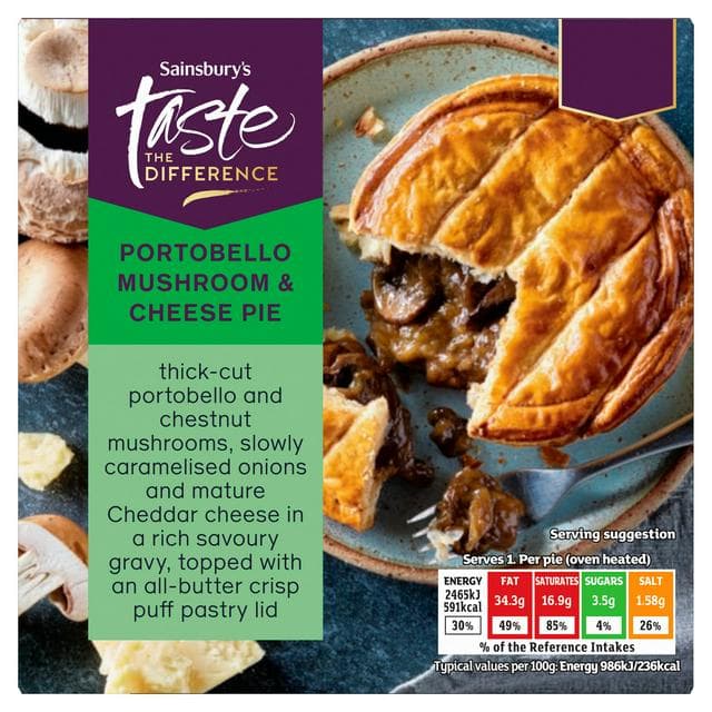 Sainsbury's 250g Portobello Mushroom & Cheese Pie, Taste the Differemce - gallery image 1
