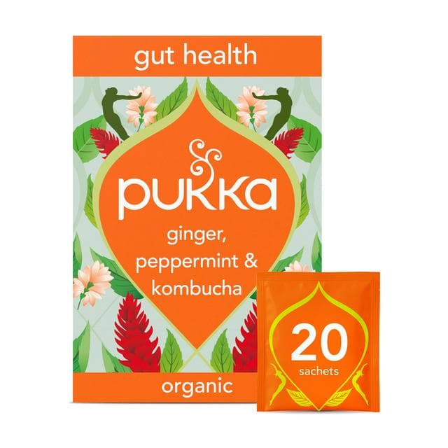 Pukka 20 x Organic Gut Health Ginger, Mint & Kombucha Herbal Tea Bags - gallery image 1