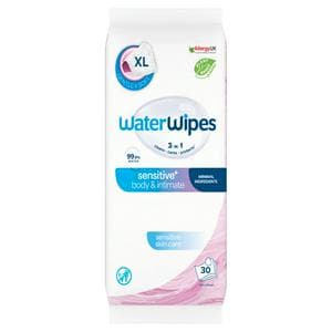 WaterWipes 30 x Sensitive+ Body & Intimate Cleansing Fragrance Free Wipes
