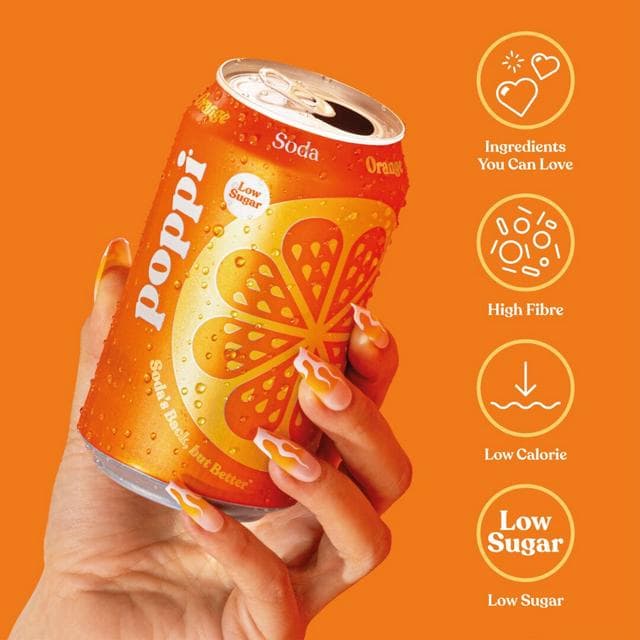 Poppi 4 x 330ml Orange Soda Cans - gallery image 2