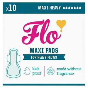 Flo 10 x Maxi Pads for Heavy Flows