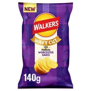 Walkers Wavy Cut 140g Worcester Sauce Ridged Sharing Crisps