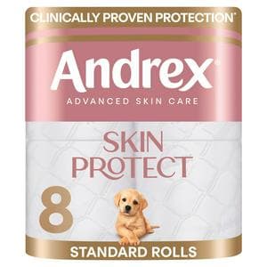 Andrex Skin Protect 8 x Standard Toilet Tissue Rolls