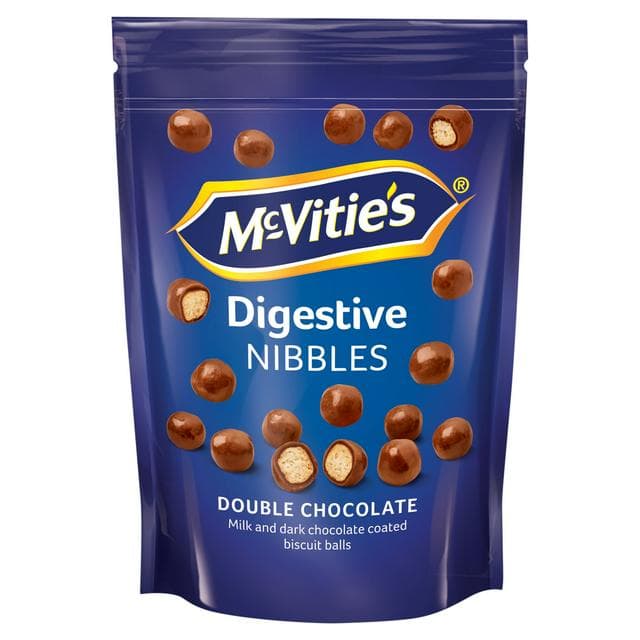 McVitie's Digestives Nibbles 80g Milk & Dark Chocolate Coated Double Chocolate Biscuit Balls - gallery image 1