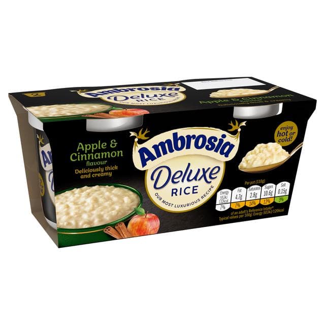 Ambrosia Deluxe 2 x 110g Apple & Cinnamon Rice Pudding Dessert Snack Pots - gallery image 4