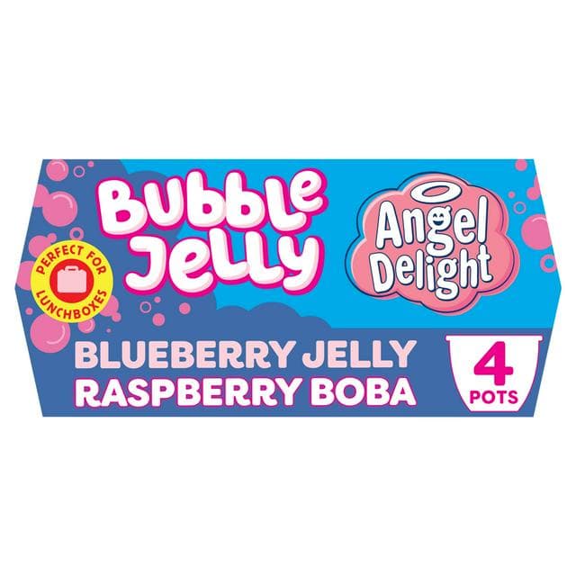 Angel Delight 4 x Blueberry Jelly & Raspberry Boba Bubble Jelly Dessert Snack Pot - gallery image 1