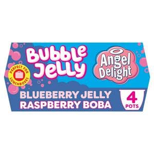 Angel Delight 4 x Blueberry Jelly & Raspberry Boba Bubble Jelly Dessert Snack Pot