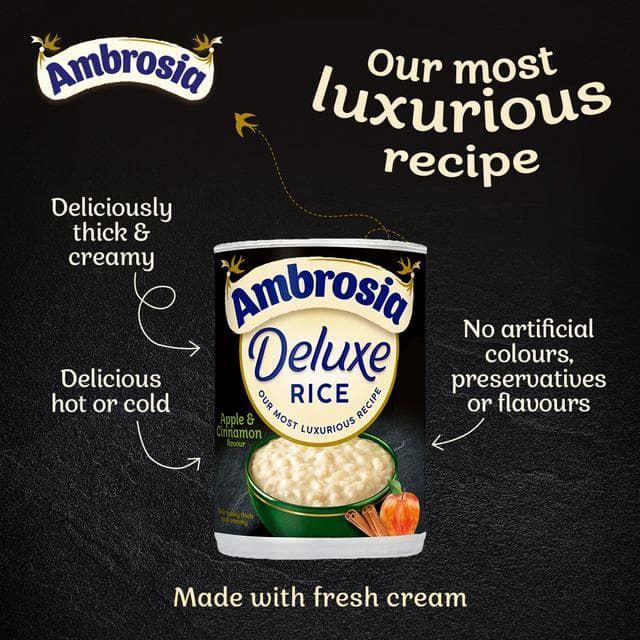Ambrosia 400g Deluxe Apple & Cinnamon Rice Pudding Dessert Can - gallery image 2