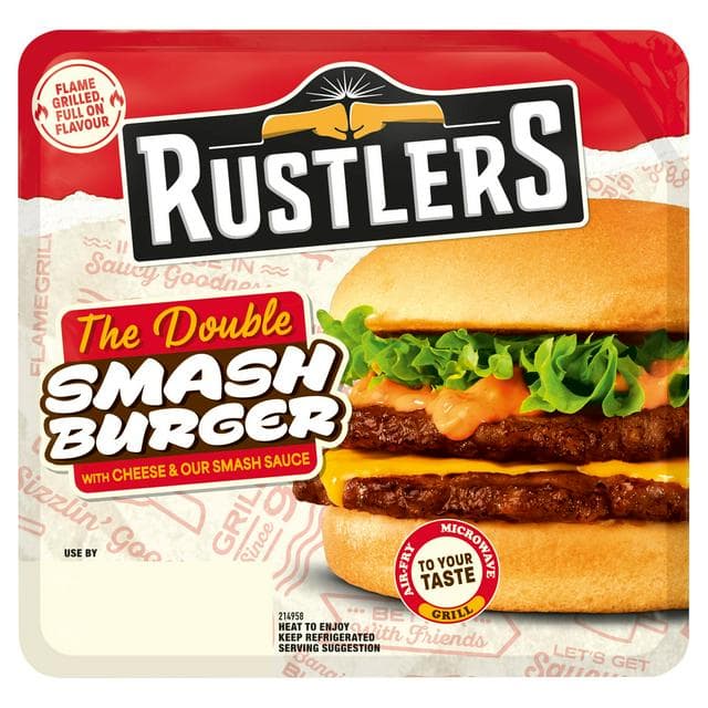Rustlers 145g Double Smash Burger with Cheese & Smash Sauce - gallery image 1