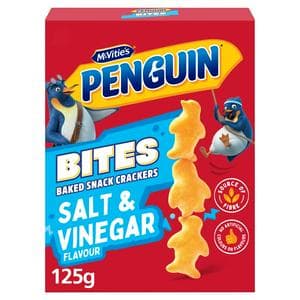 McVitie's Penguin 125g Salt & Vinegar Flavour Bites Baked Snack Crackers