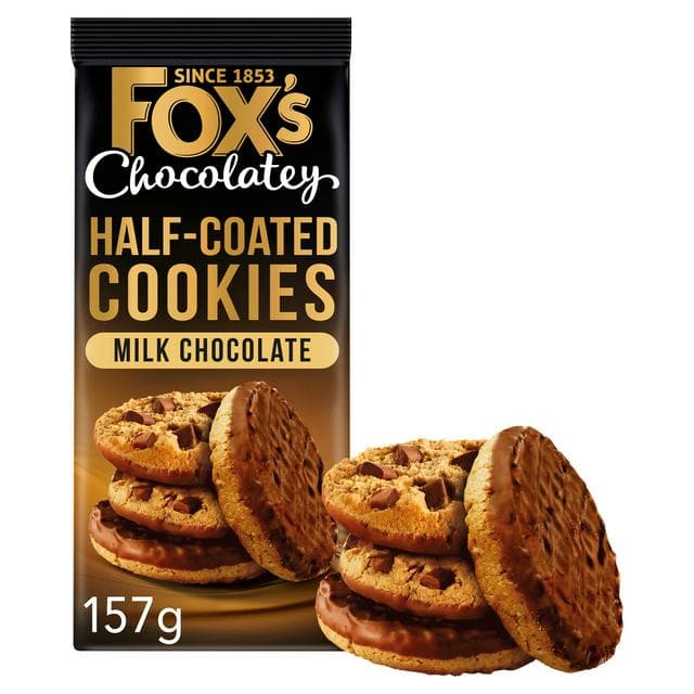 Fox's Chocolatey 157g Milk Chocolate Half Coated Cookies - gallery image 1