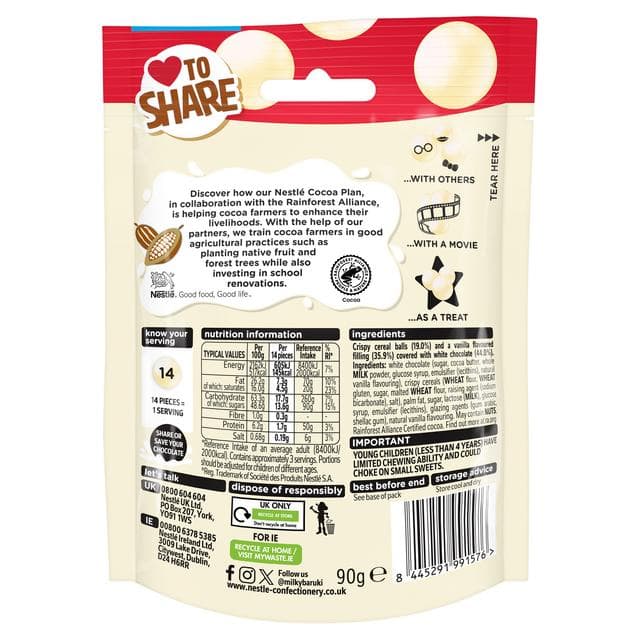 Nestle Milkybar Crunchy Pops 90g White Chocolate Sharing Bag - gallery image 3