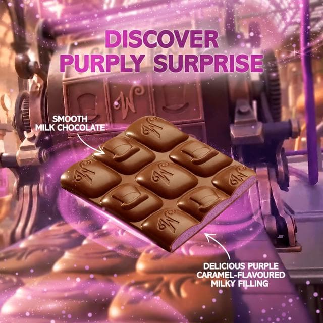 Wonka 90g Purplypurple Milk Chocolate & Caramel Flavour Block - gallery image 2