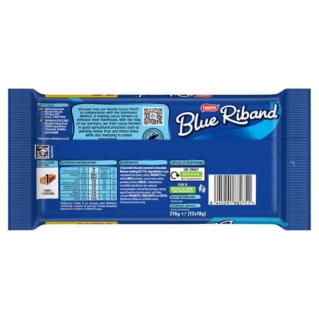 Blue Riband 12 x Wafer Multipack Biscuit Bars 216g - gallery image 3