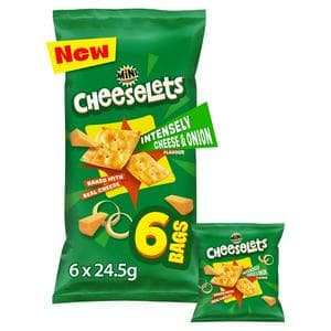 Mini Cheddars Cheeselets 6 x 24.5g Cheese & Onion Baked Multipack Snacks
