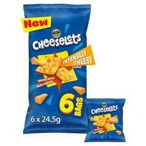 Mini Cheddars Cheeselets 6 x 24.5g Intensely Cheesy Flavour Multipack Snacks