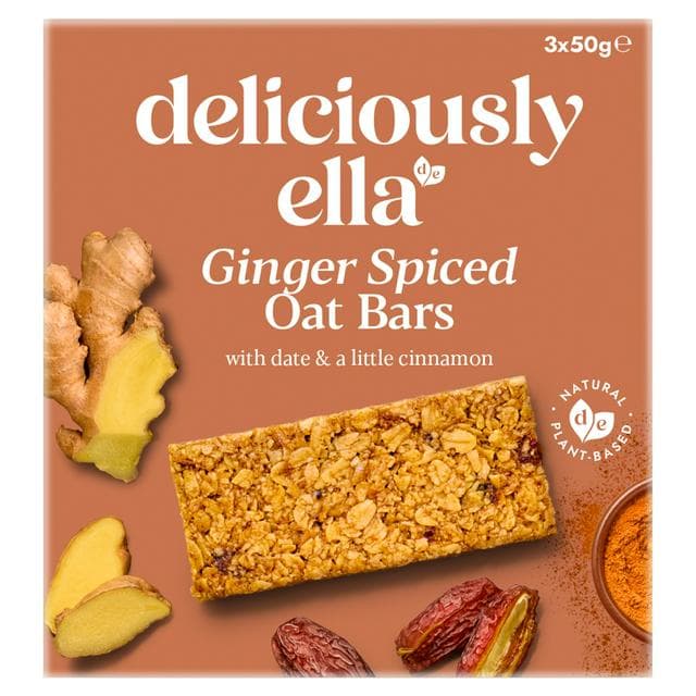 Deliciously Ella 3 x 50g Ginger Spiced Oat Bars - gallery image 1