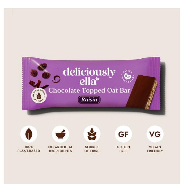 Deliciously Ella 3 x 50g Raisin Chocolate Topped Multipack Oat Bars - gallery image 2
