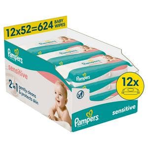 Pampers Sensitive 624 x Plastic Free Baby Wet Wipes