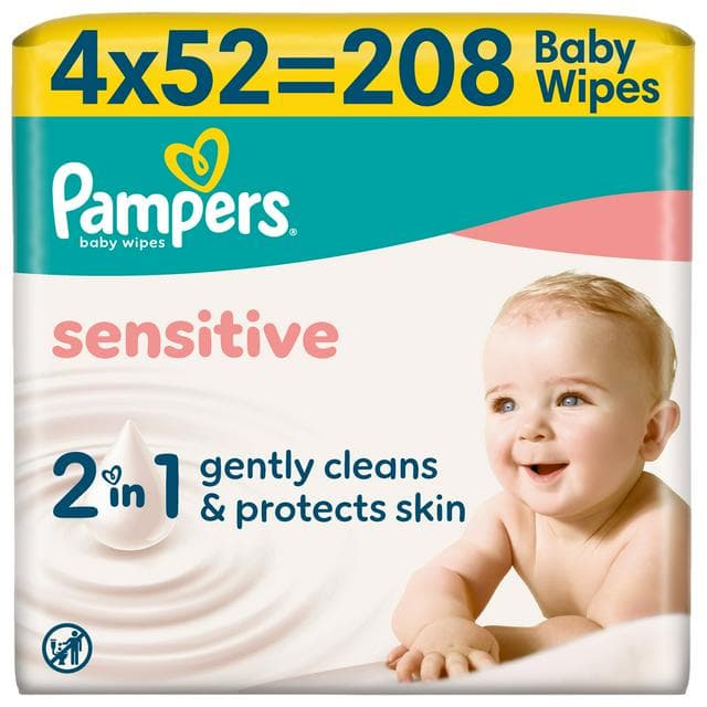 Pampers Sensitive 208 x Plastic Free Baby Wet Wipes - gallery image 1