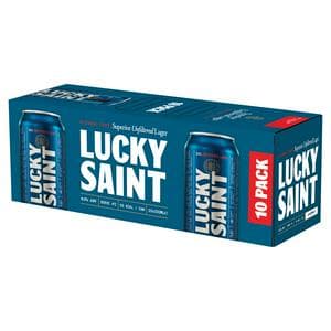 Lucky Saint 10 x 330ml Alcohol Free Superior Unfiltered Lager Beer Cans