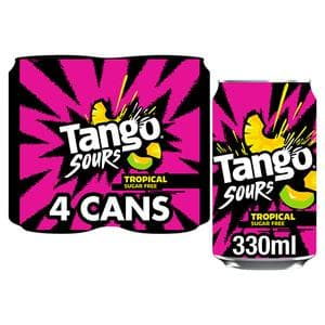 Tango Sours 4 x 330ml Tropical Sugar Free Fizzy Drinks