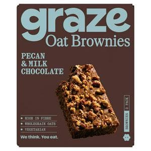 Graze 3 x 45g Pecan & Milk Chocolate Multipack Oat Brownies