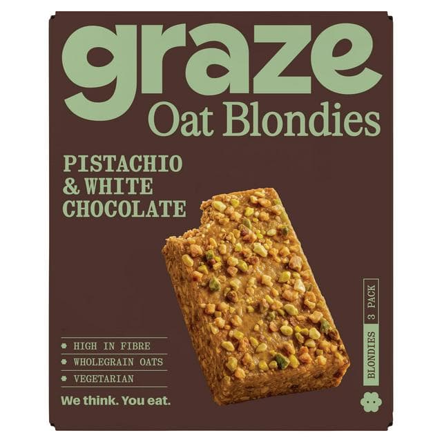 Graze 3 x 45g Pistachio & White Chocolate Multipack Oat Blondies - gallery image 1