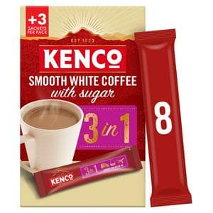Kenco 8 x 3 in 1 Smooth White Instant Coffee with Sugar Sachets