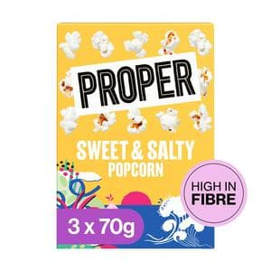 Proper 3 x 70g Fresh Sweet & Salty Popcorn