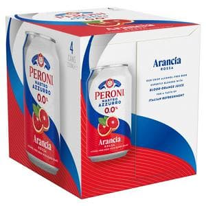 Peroni Nastro Azzurro 4 x 330ml Arancia Rossa 0.0% Alcohol Free Beer Cans
