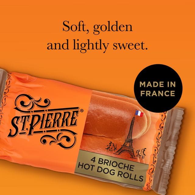St Pierre 4 Brioche Pre-Cut Hot Dog Rolls - gallery image 3
