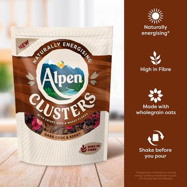 Alpen Clusters 400g Chocolate & Berry Granola Breakfast Cereal - gallery image 2
