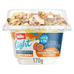 Müller Light 170g Low Fat Greek Style Yogurt Mango & Passion Fruit Compote with Granola