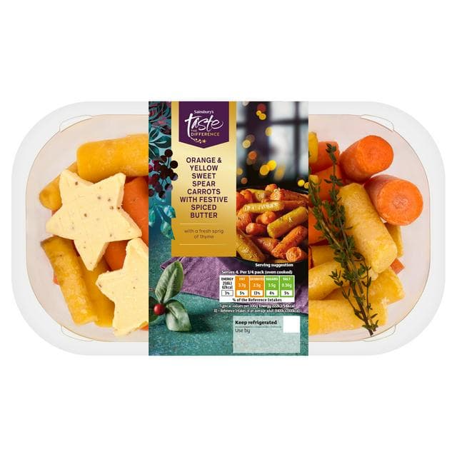 Sainsbury's 600g Orange & Yellow Sweet Spear Carrots with Festive Spiced Butter, Taste the Difference - gallery image 1