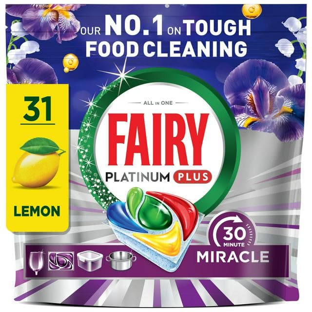 Fairy 30 Minute Miracle Platinum Plus Dishwasher Tablets Nectar 31 Caps - gallery image 1