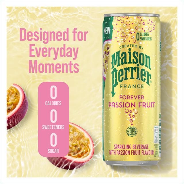 Maison Perrier Forever 4 x 330ml Passion Fruit Lightly Flavoured Sparkling Water - gallery image 3