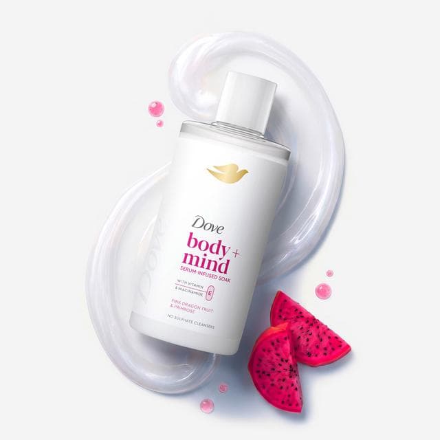 Dove Body + Mind 400ml Pink Dragon Fruit & Primrose Serum Infused Bath Soak - gallery image 2