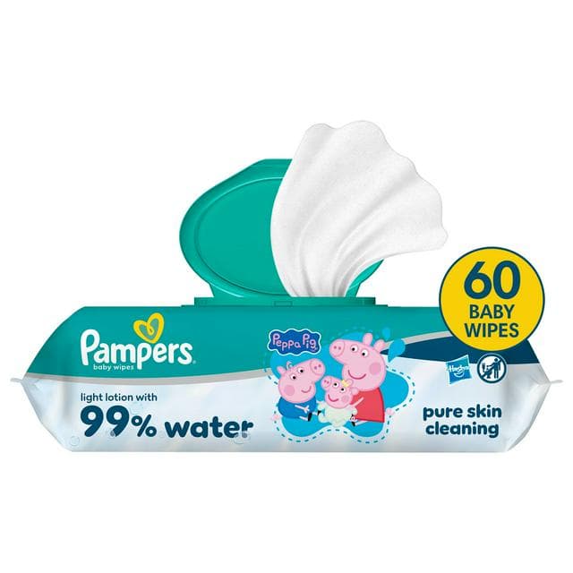 Pampers 60 x Peppa Pig Light Lotion with 99% Water Baby Wet Wipes - gallery image 1
