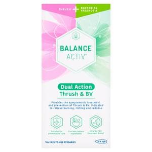 Balance Activ 10 x 2g Dual Action Thrush & BV Easy to Use Pessaries