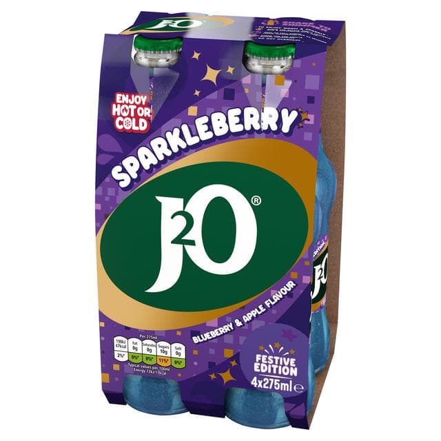 J2O 4 x 275ml Sparkleberry Blueberry & Apple Flavoured Drink Bottle, Festive Edition - gallery image 2