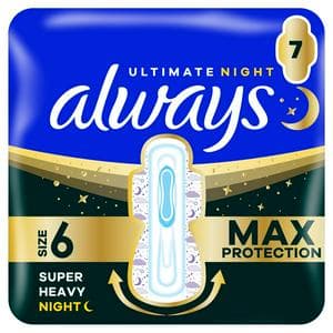 Always Ultimate Night 7 x Ultra Sanitary Towels Super Heavy Flow Night Size 6 Wings
