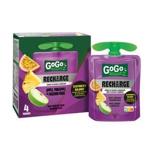 GoGo Squeez 4 x 90g Recharge Apple, Pineapple & Passion Fruit Smoothie Snack Pouch